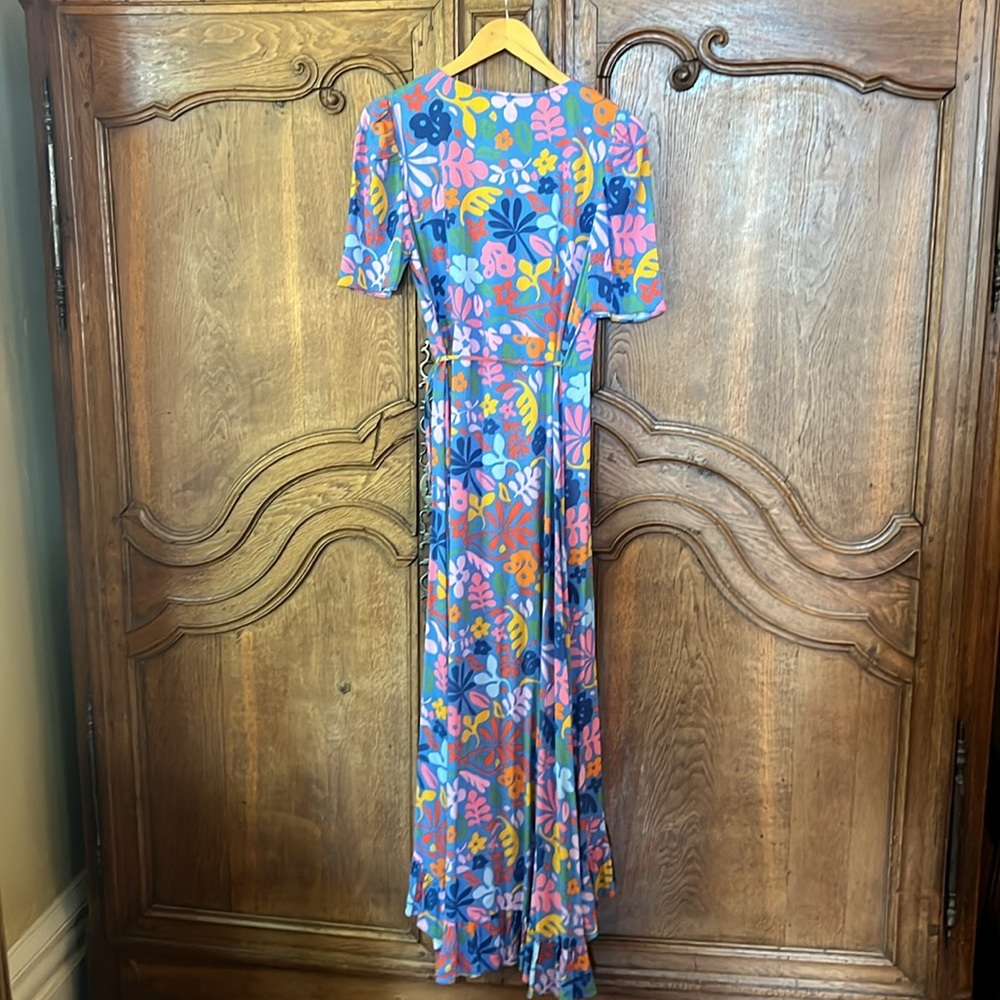 Sugarlips Floral Short Sleeve Wrap Maxi Dress - Blue Multicolor Size Small NWT - Picture 12 of 15